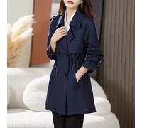 Trench Leggero Elegante Con Cintura Regolabile Antivento Blu Navy CF60929