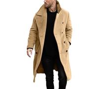 Trench Lungo a Vento Uomo Ufficio Elegante Giacca in Tweed Caldo Capispalla Manica Lunga Doppiopetto Lungo Trenchcoat da Uomo Lana Business Slim Fit Casual Cappotti Viaggi Autunno e Inverno Classico