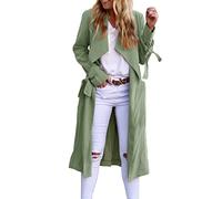 Trench Lungo da Donna Aperto Davanti a Maniche Lunghe Cappotto Antivento con Tasche Casual Sottile con Cintura Completo Pantalone E Giacca Elegante