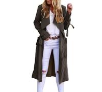Trench Lungo da Donna Aperto sul Davanti Cappotto Antivento con Tasche Casual Slim a Maniche Lunghe con Cintura Vestaglia Zip Invernale