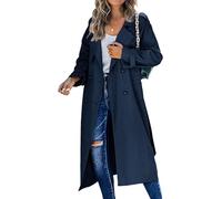 Trench lungo da donna, cappotto doppiopetto da donna, cappotti autunnali antivento, classico, con revers, soprabito sottile con cintura