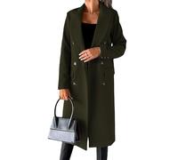 Trench lungo da donna, classico, con revers a lancia, doppiopetto, caldo cappotto invernale, giacca