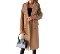 Trench lungo da donna, classico, con revers a lancia, doppiopetto, caldo cappotto invernale, giacca