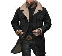 Trench lungo da uomo foderato in pile Sherpa giacca in pelle invernale calda imbottita piumino marrone Trench giacche classiche eleganti cappotti da lavoro cappotto lungo spesso capispalla termico