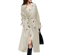 Trench lungo impermeabile da donna, doppiopetto, lunghezza spolverino, maxi, lungo, classico, con revers, cintura e tasche