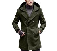 Trench lungo invernale da uomo, impermeabile, con cappuccio | Trench lungo da uomo a doppio petto, tinta unita, casual, alla moda, caldo, cappotti alla moda per i pendolari quotidiani