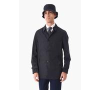 Trench Uomo Impermeabile Blu Spolverino Con Cappello Pascatora Soprabito Slim