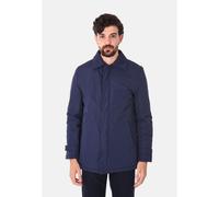 Trench Uomo Invernale Elegante Soprabito Lungo Imbottito Cappotto Blu Nero