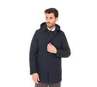 Trench Uomo Invernale Lungo Cappotto Imbottito con Cappuccio Slim Fit (46)