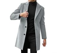 Trenchcoat di Lana da Uomo Nuovi Taglie Forti Giacca a Vento Caldo Cappotti Manica Lunga Doppio Petto Lungo Trench Coat Uomo Lana Business Classico Viaggi Capispalla Slim Fit Invernale Elegante