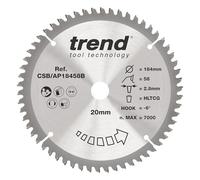 Trend Blade per Sega Circolare in Alluminio e Plastica, Diametro 184mm, Foro 20mm, 58 Denti, 2.8mm Spessore, Gancio -6°, TCT, Finitura Extra-Fine, CSB/AP18458B