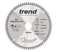 Trend Blade per Sega Circolare in Alluminio e Plastica, Diametro 210mm, Foro 30mm, 72 Denti, 2.8mm Spessore, Gancio -6°, TCT, Finitura Extra-Fine, CSB/AP21072