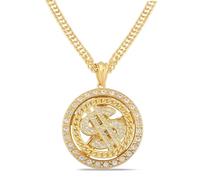 Trend Collana Uomo Donna Gioielli Ciondolo Pendente Necklace Grande Collana Girevole Con Ciondolo Con Simbolo Del Dollaro Statunitense Collana Da Uomo Rapper Hip Hop Punk Collana A Catena Lunga Co