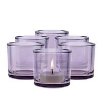 TREND FOR HOME 6 Pezzi Set Portacandele Vetro Colorato A: 8 cm Ø 9 cm Porta Candela Votive Rotondo Porta Tealight Bicchieri per Candele Fai da Te Portacandele di Vetro Viola | 250 ml | Luna