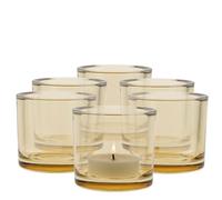 TREND FOR HOME 6 Pezzi Set Portacandele Vetro Colorato A: 8 cm Ø 9 cm Porta Candela Votive Rotondo Porta Tealight Bicchieri per Candele Fai da Te Portacandele di Vetro Giallo | 250 ml | Luna