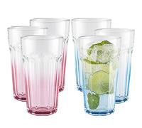 TREND FOR HOME Gigi Secret Pastels - Set di 6 bicchieri grandi da 630 ml, per frullato e latte ghiacciato, misura XXL, 630 ml, colore: rosa e blu