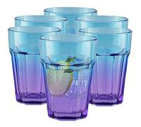 TREND FOR HOME Set Bicchieri Colorati Vetro Acqua 6 Pezzi Tumbler Alto Cocktail 425 ml Bicchieri Long Drink Bicchieri per Bambini Bicchiere Grande Bicchieri Blu Viola | Gigi Dreamy Sunset