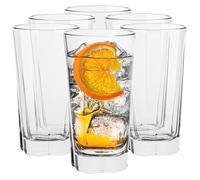 TREND FOR HOME Set da 6 Pezzi Bicchieri Acqua Vetro Tumbler Alto | 300 ml | Moderni da Cocktail, Succo, Long Drink, Highball Trasparenti | Collezione Elin