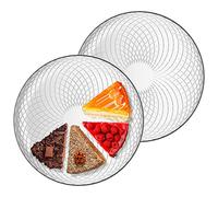 TREND FOR HOME Set di 2 Piatti per Torta Gelato Dessert Aperitivi Frutta Pizza Piatto in Vetro Semitrasparente Piatti Grandi Servizio di Piatti | Ø 30 cm | Design Geometrico | Elina