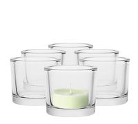 TREND FOR HOME Set Portacandele Vetro Votive | Set da 6 Porta Candele da Tavolo Porta Tealight Contenitore Trasparente Decorazioni Matrimonio Tavoli | Collezione Luna | 9x9x8 cm