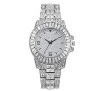 Trend Full of Luxury Diamond Set Digital Scale Time Orologio da donna Alloy Steel Strap Orologio da donna diamante krW191, argento, misura unica, Bracciale