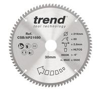 Trend Lama per sega circolare CraftPro TCT per piano di lavoro in alluminio e plastica, diametro 216 mm x 80 denti x foro 30 mm, punta in carburo di tungsteno, CSB/AP21680