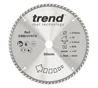 Trend Lama circolare legno TCT 315 mm, 72 denti, foro 30 mm