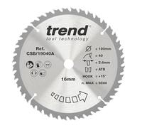 Trend - Lama per sega circolare 190 mm x Z 40 x 16 mm