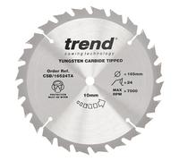 Trend Lama per Sega Circolare a Batteria per Legno, diametro 165mm, foro 10mm, 24 denti, taglio 1.5mm, angolo +15°, metallo duro (TCT), finitura media, CSB/16524TA