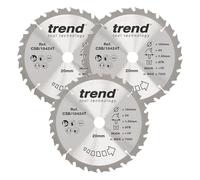 Trend Lama per sega circolare cordless legno 184 mm, foro 20 mm, 24 denti, dentatura ATB da 18°, taglio grezzo, 3 pezzi, TCT, CSB/184/3PK/B