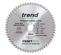 Trend Lama per sega circolare CraftPro TCT a uncino negativo, diametro 260 mm x 60 denti x foro 30 mm, punta in carburo di tungsteno, CSB/CC26060