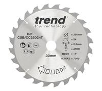 Trend Lama per sega circolare CraftPro TCT a uncino positivo, diametro 250 mm x 24 denti x foro 30 mm, CSB/CC25024T