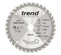 Trend Lama per sega circolare CraftPro TCT combinata, 160 mm x 36 denti x 20 mm alesaggio, punta in carburo di tungsteno, CSB/16036