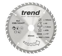 Trend Lama per sega circolare CraftPro Thin Kerf TCT 165 mm, 40 denti, foro 20 mm, CSB/16540T