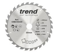 Trend Lama per sega circolare legno 250 mm 30 denti 30 mm TCT