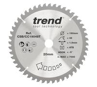Trend Lama per sega CraftPro TCT a gancio negativo, diametro 190 mm x 48 denti x foro 20 mm, punta in carburo di tungsteno, CSB/CC19048T