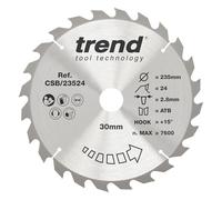 Trend Lama per sega CraftPro TCT per uso generico, diametro 235 mm x 24 denti x foro 30 mm, punta in carburo di tungsteno, CSB/23524