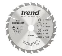 Trend Lama per sega TCT combinata CraftPro, 165 mm x 24 denti x 20 mm alesaggio, punta in carburo di tungsteno, CSB/16524T