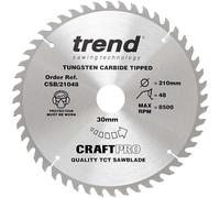 Trend Lama per sega TCT combinata CraftPro, diametro 210 mm x 48 denti x foro 30 mm, punta in carburo di tungsteno, CSB/21048