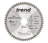Trend Lama Sega Circolare Alu/Plastica 184mm 58T TCT 2,8mm -6° | Taglio extra-fine e pulito su alluminio e plastica, kerf 2,8 mm, gancio -6°, denti TCT; foro 30 mm.