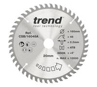 Trend Lama per sega Trimming CraftPro TCT, ideale per seghe circolari e a immersione, 160 mm x 48 denti x 20 mm alesaggio, punta in carburo di tungsteno, CSB/16048
