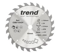 Trend Lama per sega circolare CraftPro TCT per uso generico, 184 mm x 24 denti x 16 mm di foro, con punta in carburo di tungsteno, CSB/18424