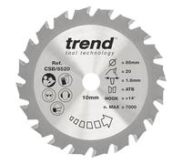 Trend Lama per Sega Sottile CraftPro TCT per Mini Seghe Titan TTB689CSW, 85 mm x 20 Denti x Foro da 10 mm, Punta in Carburo di Tungsteno, CSB/8520