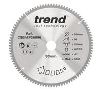 Trend Lama per sega circolare CraftPro TCT per piano di lavoro in alluminio e plastica, diametro 260 mm x 96 denti x foro 30 mm, punta in carburo di tungsteno, CSB/AP26096