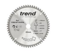 Trend Lama sega circolare TCT per alu/plastica 190mm 30mm 60T | Per alluminio e plastica: taglio extra fine, gancio -6°, kerf 2,8 mm per tagli più puliti CSB/AP19060