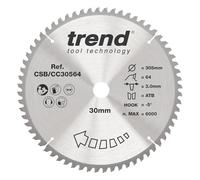 Trend Lama per sega circolare CraftPro TCT a gancio negativo, diametro 305 mm x 64 denti x foro 30 mm, punta in carburo di tungsteno, CSB/CC30564