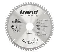 Trend Lama per sega circolare CraftPro TCT per finiture fini, 190 mm x 60 denti x 30 mm di foro, con punta in carburo di tungsteno, CSB/19060