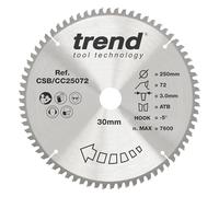 Trend Lama per sega circolare CraftPro TCT uncino negativo 250 mm 72 denti foro 30 mm CSB/CC25072