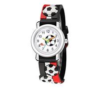 Trend - Orologio al quarzo 3D per bambini, con motivo a rilievo, sportivo, calcio, per bambini, per ragazzi dai 4 agli 8 anni, Nero , misura unica