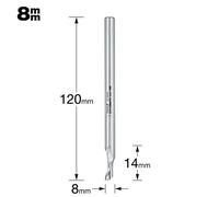 Trend Professionale Fresa elicoidale a tuffo a un tagliente, gambo 8mm, diametro di taglio 8mm e lunghezza di taglio 14mm, acciaio super rapido, 50/51X8MMHSSE